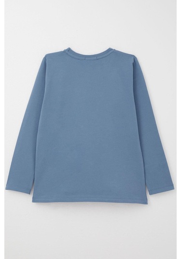 Breeze Erkek Çocuk Uzun Kollu Tişört Slogan Temalı Yazı Baskılı 6-12 Yaş, İndigo Indigo