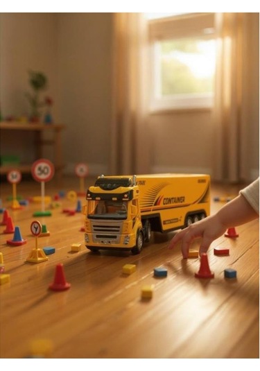 Kumandalı Oyuncak Büyük Boy Işıklı Pilli 4 Fonksiyonlu Dorseli Tır