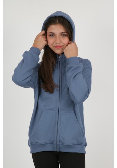 Toontoy Kız Çocuk Nakışlı Hırka Füme