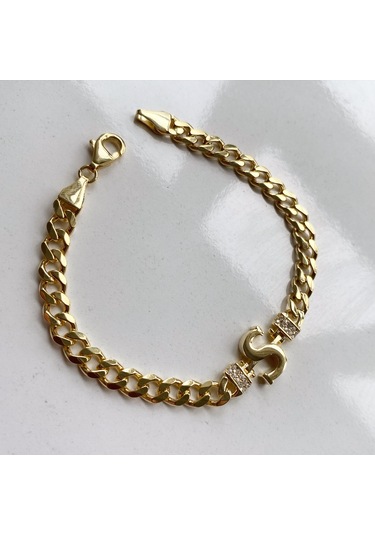 Simurg Jewellery 14 Ayar Altın Kaplamalı Gümüş Harf Bileklik