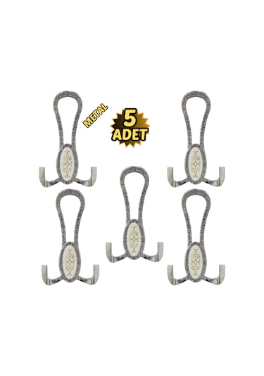 Krom Desenli Vestiyer Portmanto 5 Adet Askılık Metal Krom