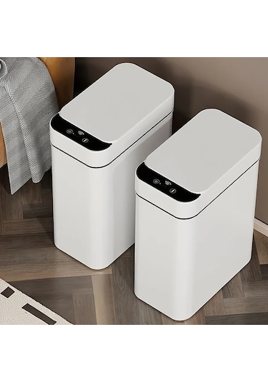 Honeybeeshop Beyaz 11l Mutfak Banyo Dokunmatik Otomatik Sensor Kapakli Cop Kutusu