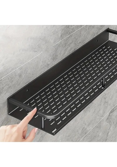 Alüminyum Raf Banyo Depolama Rafı Duvara Monte Kozmetik Depolama Siyah