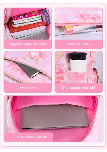 Kuromi Çocuk Okul Çantası Ekose Okul Çantası Büyük-mor 02-65-956 Mor