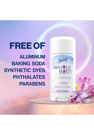 Secret Whole Body Fresh Lilac + Waterlily Alüminyumsuz Tüm Vücut Stick Deodorant 68gr