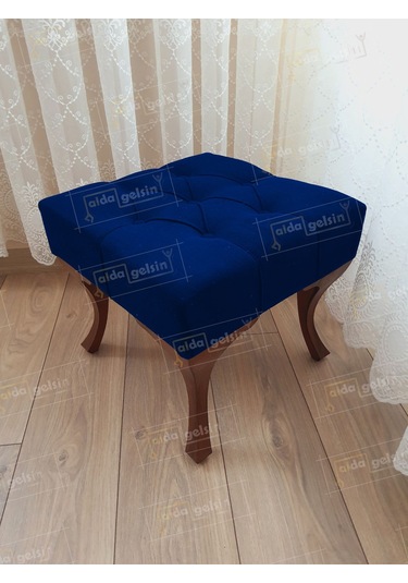 Kapitoneli Makyaj Pufu Ayak Ucu Puf Ceviz Ayak 45 45 Antrasit