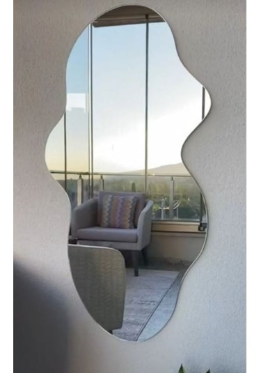 Asimetrik Ayna, Dekoatif Ayna, Big Size 100cm X 50cm 1.sınıf Rodajlı Şişecam Marka Ayna Holl Aynası 100 X 50 Gümüş