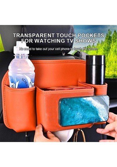 Kırmızı Seametal Araba Koltuğu Arka Organizatör Saklama Çantası Çok Fonksiyonlu Depolama Anti-kick Mat Araba Arka Koltuk Organizatör Koruyucu Ped