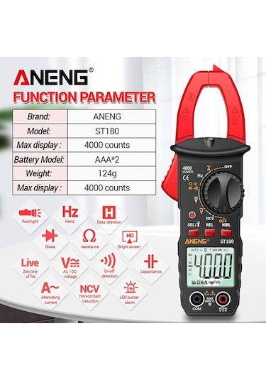 Pazly 4000 Ölçüm Dijital Pensampermetre: Ac/dc Voltaj, Akım, Direnç, Kapasite, Ncv, Veri Saklama, Otomatik Menzil