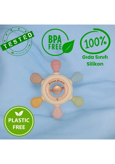 Boncuklu Silikon Bebek Diş Kaşıyıcı Hafif Ve Rahat Kavranır Çok Renkli
