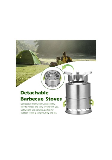 Maiyame Dış Mekan Çelik Çatırabilir Odun Ocağı Seti - Taşınabilir Kamp Mutfak, Izgara Ve Isıtma Aleti Standart Konfigürasyon Çok Renkli