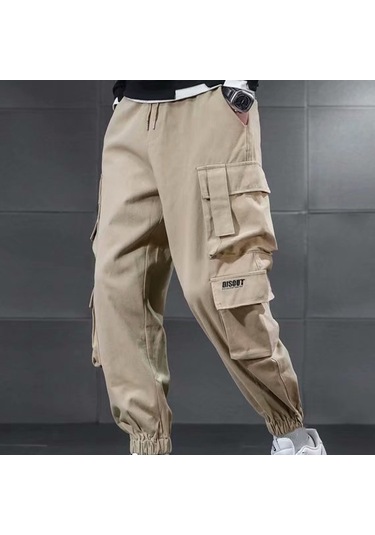 Sones Erkek Bağcıklı Pantolon Çok Cepli Günlük Pantolon Haki
