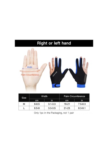 Youtek Bilardo Eldiveni - Kaymayan, Nefes Alabilir, 3 Parmaklı, Esnek, Sol/sağ El İçin