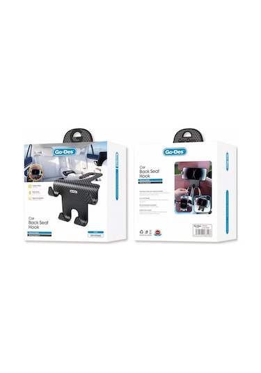 Araç İçi Telefon Tutucukoltuk Arkası Askılı Tasarım Go Des Gd-hd660 Karbon Fiber Görünümlü