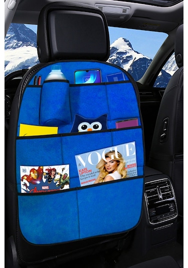 Elit Mavi Araç Koltuk Arkası Organizer - Eşya Düzenleyici