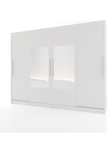 Sürgülü Gardırop Dört Kapaklı 280/210 Cm Parlak Beyaz