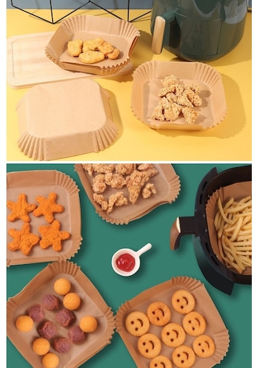 TP Company 100 Adet Airfryer Pişirme Kağıdı Kare Tabak Model Yağlı Kağıt