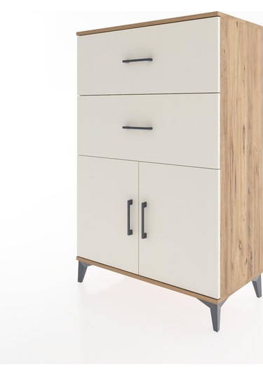 Hyperion Dolap Tek Raflı 2 Çekmeceli 2 Kapaklı 88x44x134 Çam-... Çam