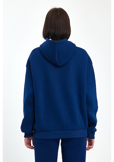 Odda Kadın Kapüşonlu Şardonlu Sweatshirt Lacivert