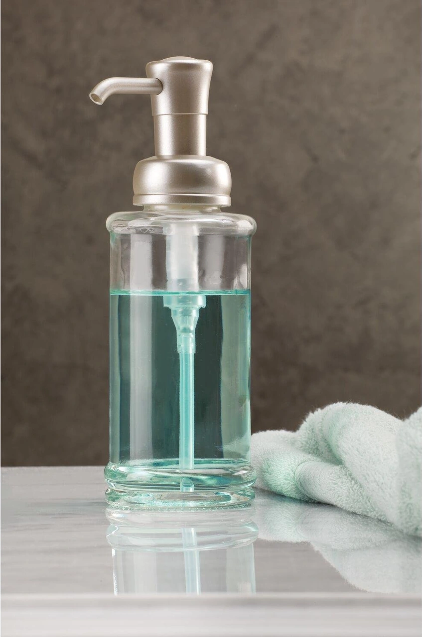2 Adet Cam Sıvı Sabunluk Şeffaf 7x7x20cm 325ml Çok Renkli