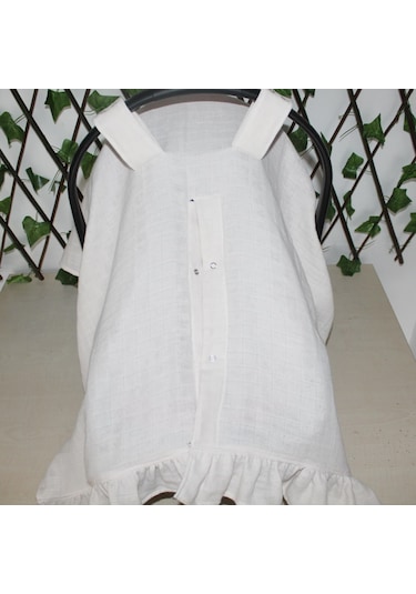 Pamuk Müslin Kumaş Puset Örtüsü Çıt Çıt Ve Fırfır Desenli Kum Rengi