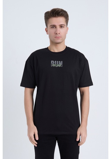 Velvoria Unisex Oversize Siyah Run T-shirt