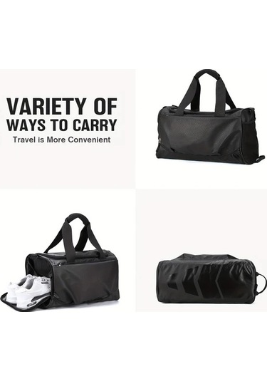 Sandwich Motion003 Siyah Katlanır Fitness Çantası - Ayakkabı Bölmeli Seyahat Sırt Çantası Siyah