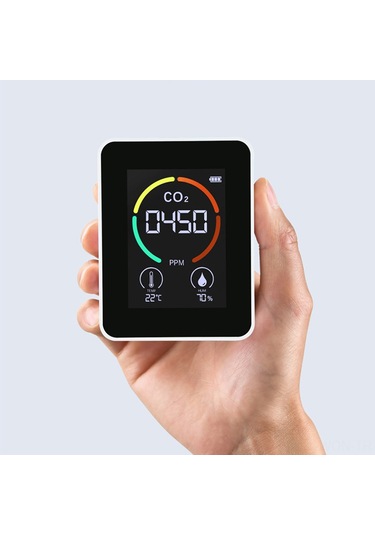 Neevoyu Ev İçin Taşınabilir Siyah Hava Kalitesi Test Cihazı - Co2, Sıcaklık Ve Nem Ölçer Siyah