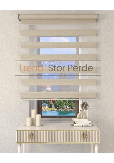 Sütlü Kahve Etek Dilimsiz Zebra Stor Güneşlik Perde Sütlü Kahve