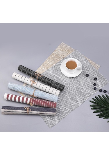 Suntek Magideal 10 Adet Akşam Yemeği Amerikan Servisi Pvc Mat Isıya Gri