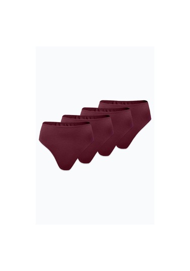 Malabadi Kadın Bordo 4 Lü Paket Modal Yüksek Bel String Tanga 4m178 Bordo