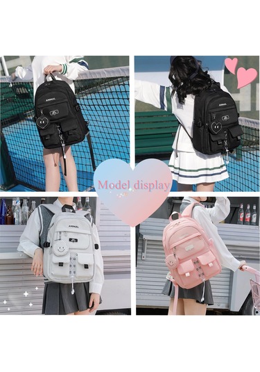 Tenfowee Moda Vintage Sırt Çantası - Hafif Naylon, Omuz Desteği, Yan Cep, 32x23x46cm Pembe Çok Renkli