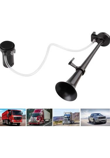 Dashanshop 12v Kara Trompetli Siyah Korna Kamyon Suv Tekne Motosiklet İçin