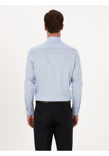 Cacharel Açık Mavi Slim Fit %100 Pamuk Klasik Gömlek Denım