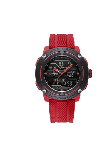 Naviforce Erkek Kol Saati Analog & Dijital Silikon Kordon 2213 Siyah - Kırmızı
