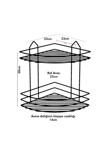 Teknotel Banyo Düzenleyici Şampuanlık Sabunluk 2 Katlı Yapışkanlı Banyo Duş Rafı Beyaz St002 Beyaz
