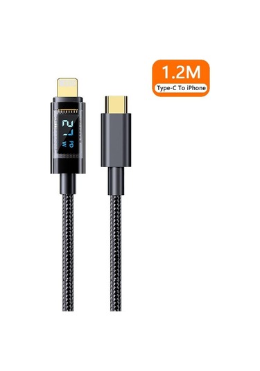 Vaorlo Led Ekran Hızlı Şarj Kablosu 100 W Süper Şarj Usb-c Pd-c Usb İos Uyumlu Tip-c İos Uyumlu Yüksek Hızlı Şarj Veri Kablosu Type-c To İos Uyumlu