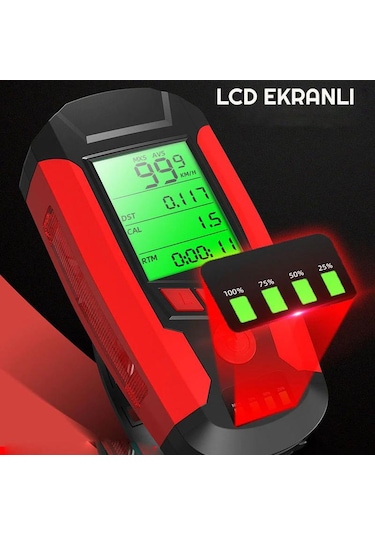 Exeo Led Bisiklet Ön Işığı Far 5 Modlu Alarm Korna Su Geçirmez Siyah