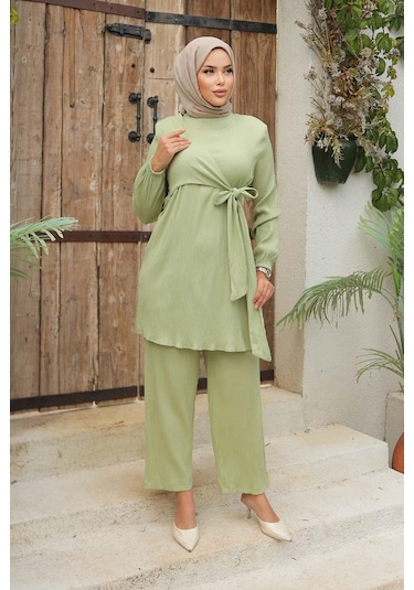 Yandan Bağlamalı Tesettür Mint Takım Mint Mint Yeşili