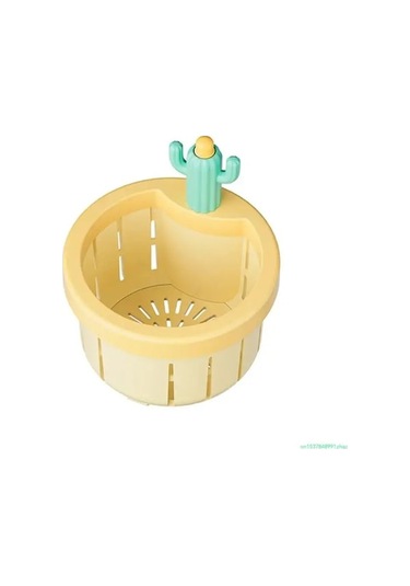 Novahub Yenilikçi Kaktüs Mutfak Atık Süzgeç Boşaltma Sepeti, Çok Fonksiyonlu Yeşil Kaktüs Lavabo Filtresi Net Yellow