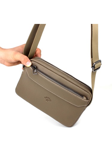 Unisex Vizon Orta Boy Askılı Postacı Omuz Çantası Vizon