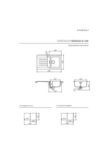 Shock Signus D100 Polaris Beyaz Granit Eviye