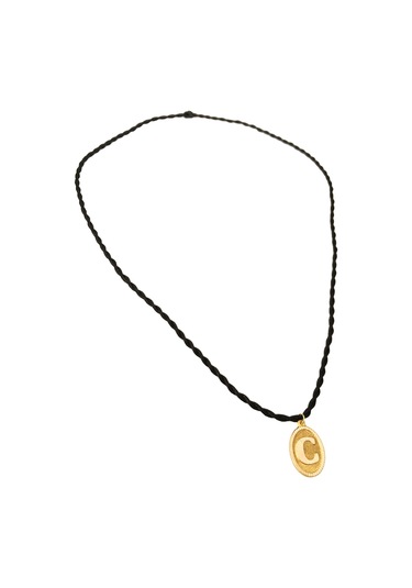 14 Ayar C Harf Siyah İpli Kolye