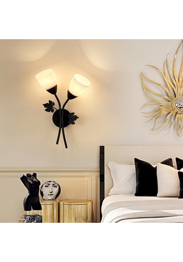 Demir Duvar Işıkları For Without Light Bulb Siyah Siyah