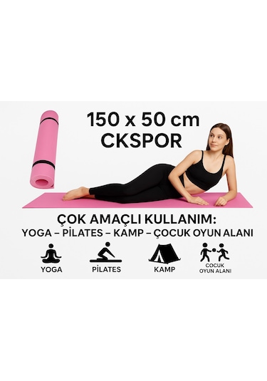Pilates Ve Yoga Matı Kaymaz Fitness Minderi, Evde Spor Ve Kardiyo Egzersiz Matı Pembe