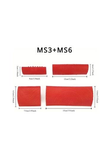 Gateesat 4 Parça Ahşap Damar Silindir Boya Fırçası Seti, Dekoratif Yüzey Boyama