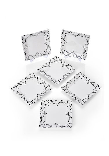 Piatti Naturali 6'lı Mermer Tatlı Tabak Seti Sunum Servis Pasta 15 Cm