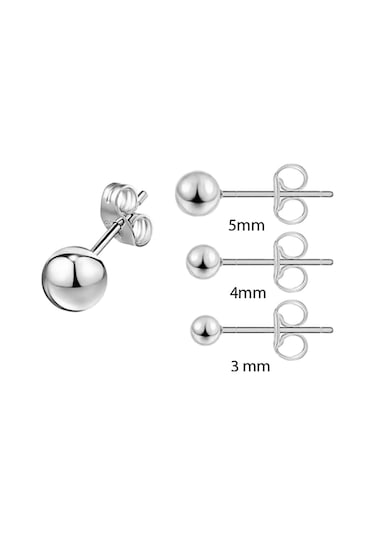Chavin Yuvarlak Gri 3/4/5 MM. Set Bayan Erkek Çelik Küpe Ep12By