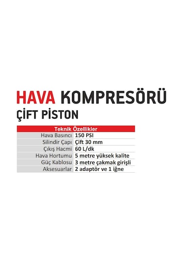 Cmc 6865 Çift Piston 12 V Araç Hava Kompresörü
