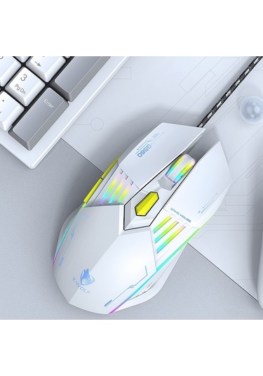 Rogfer T-wolf G560 6 Tuşlu Soğuk Nefes Alan Işık Oyun Kablolu Fare Mekanik Ofis Sessiz Fare Gri Diğer - Gray Diğer